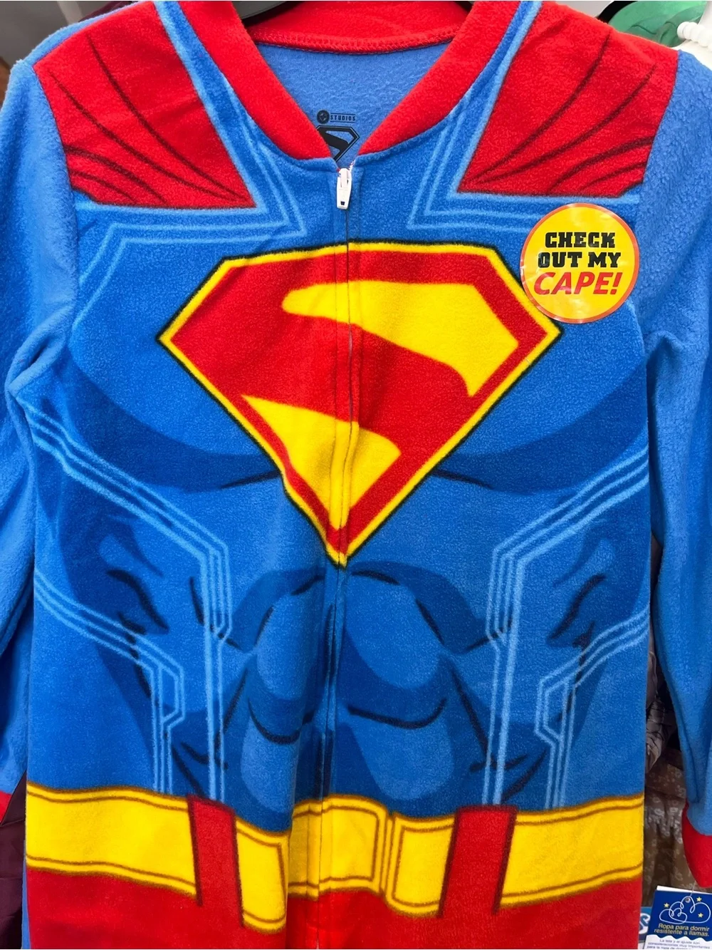 Kids Superman Costume Pajamas Long Sleeve Size M(8) Sleepwear